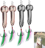 4PCS Fishing Lures Fishing Spoons,Special Shaped Hard Metal Sequin Fishing Jigs Baits,JoyFishing Spoof Gifts Wobble Feathers Fishing Hook for Freshwater Fishing Lovers