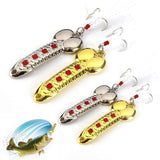 4PCS Fishing Spoons Hard Fishing Lures,Spoon Blade Swimbait with Feathers Fishing Hook,JoyFishing VIB Metal Sequin Spinning Lures,Sinking Spoons Micro Jigging Bait for Freshwater Fishing