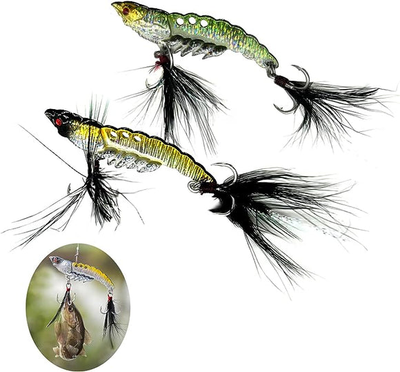 Fishing Lures Sinking Metal Spoons Jigging Bait,2PCS Fishing Jigs Spoon,Crayfish Fishing Lures with Feather Hook,JoyFishing Saltwater Jigs Fishing Lures,Crayfish Lures