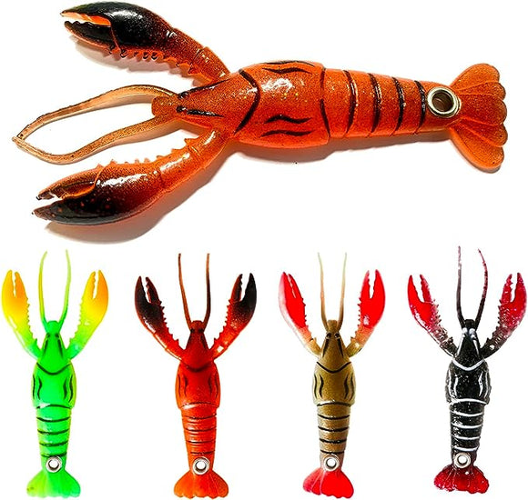 Soft Fishing Lure Crawfish Bait,Soft Bionic Fishing Lure Freshwater Craw Baits,Mock Lure Can Bounce,JoyFishing Realistic Shrimp Finshing Lure Fishing Accessory 3.7’’/0.2 oz (Pack of 4/8)