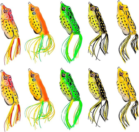Topwater Frog Lure,Bass Trout Fishing Lures Kit,Realistic Frog Lures with Weedless Hooks,JoyFishing Soft Swimbait Floating Bait for Saltwater Freshwater Trout Bass