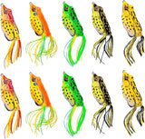 Topwater Frog Lure,Bass Trout Fishing Lures Kit,Realistic Frog Lures with Weedless Hooks,JoyFishing Soft Swimbait Floating Bait for Saltwater Freshwater Trout Bass