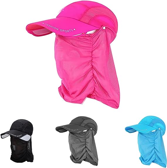 JoyFishing Sun Hat Retractable Wide Brim Fishing HatsUV Protection Caps with Face Cover Neck Flap for Outdoor Hat-Unisex