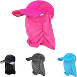 JoyFishing Sun Hat Retractable Wide Brim Fishing HatsUV Protection Caps with Face Cover Neck Flap for Outdoor Hat-Unisex