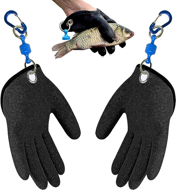 JoyFishing Fishing Gloves with Magnet Release,Fishing catching Gloves Non-Slip,Fisherman Professional Catch Fish Gloves
