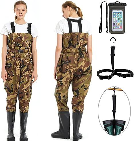JoyFishing Chest Waders,Boot foot Chest Wader,Hunting Fishing Waders for Men Women with Boots, Fishing Waders for Men with Boot Hanger,3-Ply Nylon/PVC Waterproof Fishing & Hunting Waders