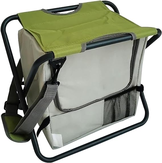 JoyFishing Folding Camping Chair Stool,Backpack Chair with Cooler Insulated Picnic Bag,Portable Lightweight Stool for Outdoor Camping Hunting Fishing Gifts for Men (Green)