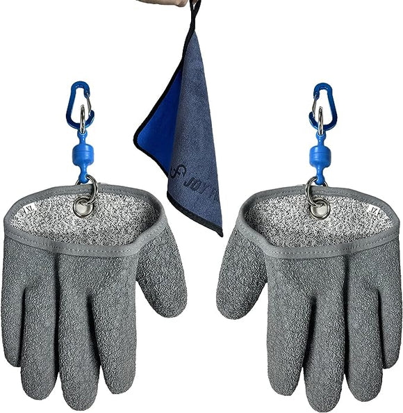 JoyFishing Fishing Glove for Men with Magnet Release,Fisherman Professional Catch Fish Gloves Cut/Puncture, Fish Handling Gloves with Fishing Towel for Outdoor Fishing