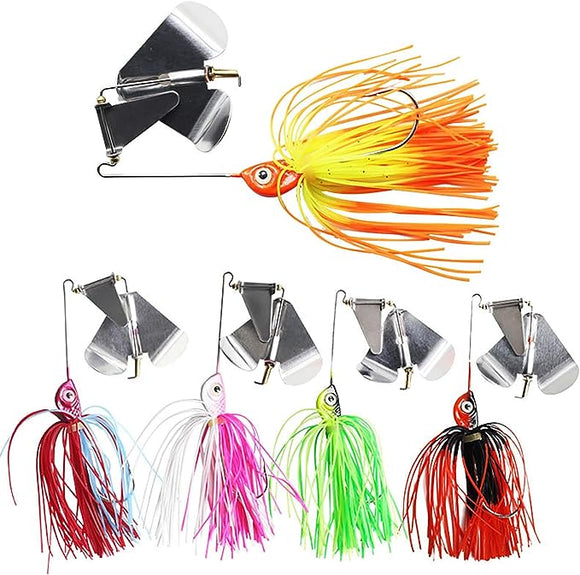 5pcs Spinnerbait Fishing Lures Kit Set,Hard Metal Spinner Bait Kit Jigs Lure for Bass Pike Trout Salmon,JoyFishing Hard Spinner Lures,Bass Fishing Lure Spinner Baits Kit