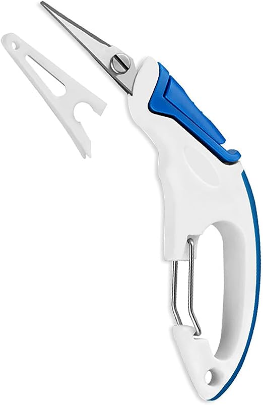 Fishing Pliers Saltwater,JoyFishing Fishing Scissors for Braided Line,Fishing Line Cutter Saltwater and Freshwater,Fishing Scissors With hanging buckle for Mono Braided Line,Fishing Gear (Blue&White)