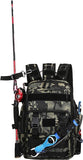 JoyFishing Fishing Tackle Backpack,Single/double shoulder Fishing Backpack with Rod Holder,Waterproof Large Tackle Gear Bag Storage, Fishing Tackle Bag for Fishing,Camping,Hiking (CamoA)