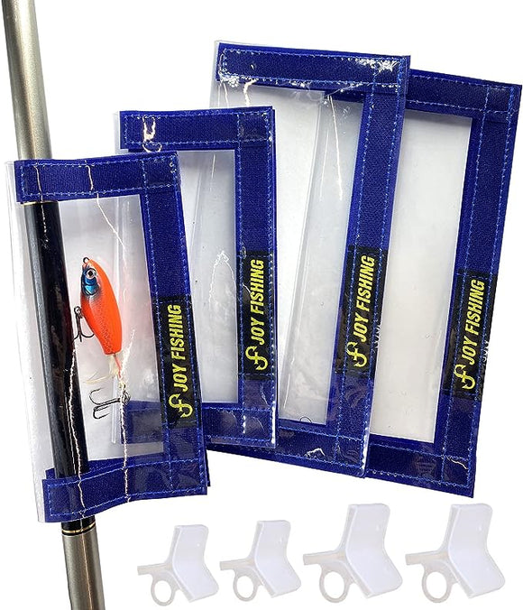 JoyFishing 4PCS Fishing Lure Wraps,PVC Lure Covers with Hook Bonnets, Fishing Hook Covers for Bait Storage,Clear Durable Lure Covers for Rod,Lure Wraps for Easily See Lures