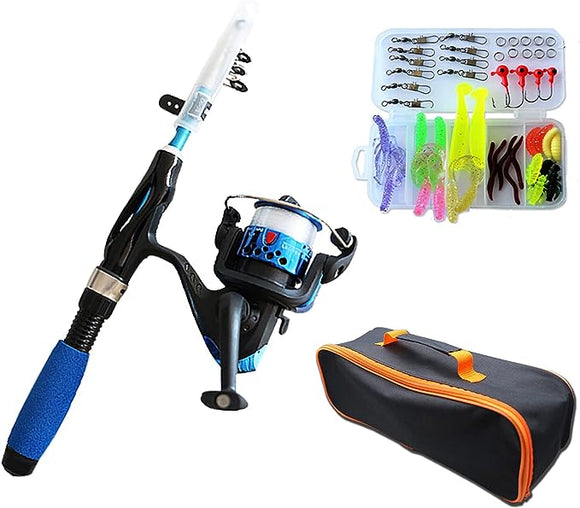 JoyFishing Kids Fishing Rods - Durable Retractable Fishing Rods, Reel and Fishing Rod Combo with Rubber Tangle-Free Safety Grip, Reel and Fishing Rod Combo - Fishing Rod Kit for Boys, Girls