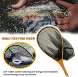 Fly Fishing Landing Net,Wooden Frame Fishing Net,JoyFishing Soft Rubber Catch and Release Fish Net,Trout Fishing Net Gifts for Fly Fishing Gear