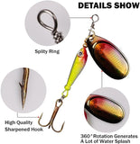 4pcs Fishing Lure Spinnerbait,Water Spinner-Bait Bass Fishing Lure,3D Bass Spinner Baits,Trout Salmon Hard Metal Spinnerbaits,Hard Metal Spinnerbaits Kit