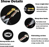 4PCS Fishing Spoons Hard Fishing Lures,Spoon Blade Swimbait with Feathers Fishing Hook,JoyFishing VIB Metal Sequin Spinning Lures,Sinking Spoons Micro Jigging Bait for Freshwater Fishing