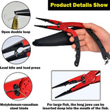 JoyFishing Fishing Pliers Saltwater,Pistol Grip Split Ring Fishing Pliers with Non-Slip Handle, 9-Inch Needle Nose Fishing Pliers,Vanadium Cutters,Coiled Lanyard and Synthetic Sheath