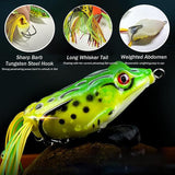 Topwater Frog Lure,Bass Trout Fishing Lures Kit,Realistic Frog Lures with Weedless Hooks,JoyFishing Soft Swimbait Floating Bait for Saltwater Freshwater Trout Bass