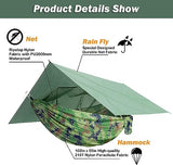 JoyFishing Camping Hammock with Net,Tree Straps and Removable Rain Fly Tarp,Lightweight Double Hammock,Portable Hammock Rainfly Set for Outdoor Hiking Backpacking,Travel (Camo)
