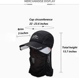 JoyFishing Sun Hat Retractable Wide Brim Fishing HatsUV Protection Caps with Face Cover Neck Flap for Outdoor Hat-Unisex