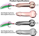 4PCS Fishing Lures Fishing Spoons,Special Shaped Hard Metal Sequin Fishing Jigs Baits,JoyFishing Spoof Gifts Wobble Feathers Fishing Hook for Freshwater Fishing Lovers