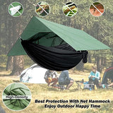 JoyFishing Camping Hammock with Net,Tree Straps and Removable Rain Fly Tarp,Lightweight Double Hammock,Portable Hammock Rainfly Set for Outdoor Hiking Backpacking,Travel (Camo)