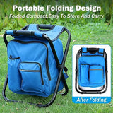 JoyFishing Backpack Chair,Folding Stool Backpack Insulated Cooler Bag,Portable Fishing Chair Stool,Backpack Cooler Chair,Outdoor Gear Camping Stool for Outdoor Events, Hiking (Blue)