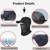 JoyFishing Fishing Hat for Women& Men, Sun Protection Baseball Cap Foldable Sun Hat with Face Cover & Neck Flap for Outdoor