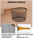 Fly Fishing Landing Net,Wooden Frame Fishing Net,JoyFishing Soft Rubber Catch and Release Fish Net,Trout Fishing Net Gifts for Fly Fishing Gear