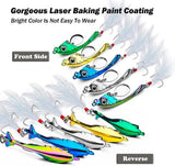Spinner Spoon Blade Swimbait,Fishing Jigs Spoon Fishing Lures,JoyFishing Fishing Jigs Metal Fishing Spoons Lures,Sinking Jig Fish Baits,Treble Hooks with Feather Metal Sequins Bait