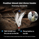 4PCS Fishing Spoons Hard Fishing Lures,Spoon Blade Swimbait with Feathers Fishing Hook,JoyFishing VIB Metal Sequin Spinning Lures,Sinking Spoons Micro Jigging Bait for Freshwater Fishing