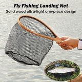 Fly Fishing Landing Net,Wooden Frame Fishing Net,JoyFishing Soft Rubber Catch and Release Fish Net,Trout Fishing Net Gifts for Fly Fishing Gear