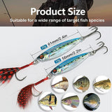 6PCS Fishing Lures Fishing Spoons,Sinking Metal Spoons Micro Jigging Bait,JoyFishing Vertical Fishing Jigs 0.53oz/0.7oz,Hard VIB Swimbait with Feather Hook for Bass Trout Freshwater Saltwater
