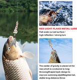 4PCS Fishing Spoons Hard Fishing Lures,Spoon Blade Swimbait with Feathers Fishing Hook,JoyFishing VIB Metal Sequin Spinning Lures,Sinking Spoons Micro Jigging Bait for Freshwater Fishing