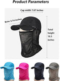 JoyFishing Fishing Hat for Women& Men, Sun Protection Baseball Cap Foldable Sun Hat with Face Cover & Neck Flap for Outdoor