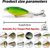 Topwater Fishing Lures,3PCS Fishing Lures for Bass,Plopper Fishing Lure with Floating Rotating Tail,JoyFishing Topwater Surface Crankbait Hard Lures Kit for Freshwater Saltwater
