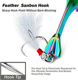 Spinner Spoon Blade Swimbait,Fishing Jigs Spoon Fishing Lures,JoyFishing Fishing Jigs Metal Fishing Spoons Lures,Sinking Jig Fish Baits,Treble Hooks with Feather Metal Sequins Bait