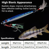 Lead Vertical Jigs Saltwater Artificial Bait,Speed Jigging Slow Jigging Pitching Lures,JoyFishing Glow Lead Jigs 60g/100g/150g Fishing Lures for Tuna,Grouper,Dogtooth,Bass,Salmon