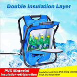 JoyFishing Backpack Chair,Folding Stool Backpack Insulated Cooler Bag,Portable Fishing Chair Stool,Backpack Cooler Chair,Outdoor Gear Camping Stool for Outdoor Events, Hiking (Blue)