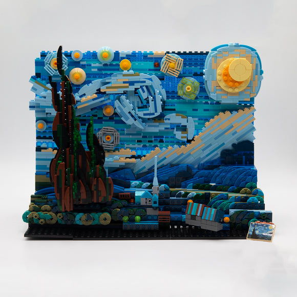 Starry Night Toy Building Sets,DIY Building Blocks Van Gogh Starry Sky World Painting Small Particles Children's Educational Assemble 3D Model,Stacking Blocks for children and Adults
