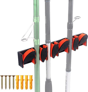JoyFishing Fishing Rod Racks,Rod Holders Wall Mounted,Fishing Rod Holder Rack Comes with 4 Screws,Portable Fishing Rod Management Storage for Accommodates six Fishing rods