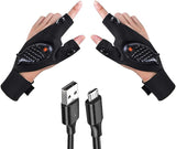 JoyFishing Rechargeable LED Flashlight Gloves,Outdoor Fishing Gloves Dad Men Gifts, Protection Fishing Fingerless Gloves,Finger Stall Protector Fishing Gloves for Camping Fishing Repairing
