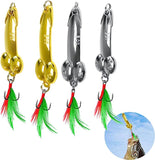 4PCS Fishing Lures Fishing Spoons,Special Shaped Hard Metal Sequin Fishing Jigs Baits,JoyFishing Spoof Gifts Wobble Feathers Fishing Hook for Freshwater Fishing Lovers