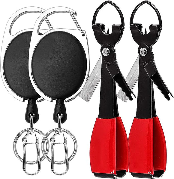 JoyFishing 4PCS Fishing Knot Tying Tool,4 in1Fly Line Clippers with Retractor Combo for Fishing Hooks,Lures,Flies,Trout Line Backing, Fly Fishing Quick Knot Tying Tool Line Cutter