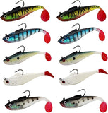 JoyFishing Paddle Tail Swimbait with jig Hook,Fishing Lures for Bass Trout Swimbaits,Soft Fishing Lures jig Heads,Slow Sinking Bait for Freshwater Saltwater
