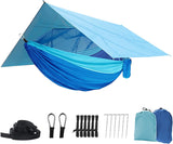 JoyFishing Camping Hammock with Net,Tree Straps and Removable Rain Fly Tarp,Lightweight Double Hammock,Portable Hammock Rainfly Set for Outdoor Hiking Backpacking,Travel (Camo)