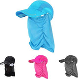 JoyFishing Sun Hat Retractable Wide Brim Fishing HatsUV Protection Caps with Face Cover Neck Flap for Outdoor Hat-Unisex