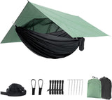 JoyFishing Camping Hammock with Net,Tree Straps and Removable Rain Fly Tarp,Lightweight Double Hammock,Portable Hammock Rainfly Set for Outdoor Hiking Backpacking,Travel (Camo)