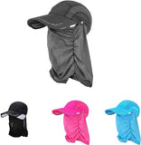 JoyFishing Sun Hat Retractable Wide Brim Fishing HatsUV Protection Caps with Face Cover Neck Flap for Outdoor Hat-Unisex