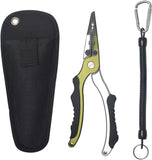 JoyFishing 7.3'' Fishing Pliers with Sheath & Lanyard,Aluminum Fishing Pliers Saltwater, Corrosion Resistance Fly Fishing Pliers with Split Ring,Saltwater Resistant Fishing Gear for Men